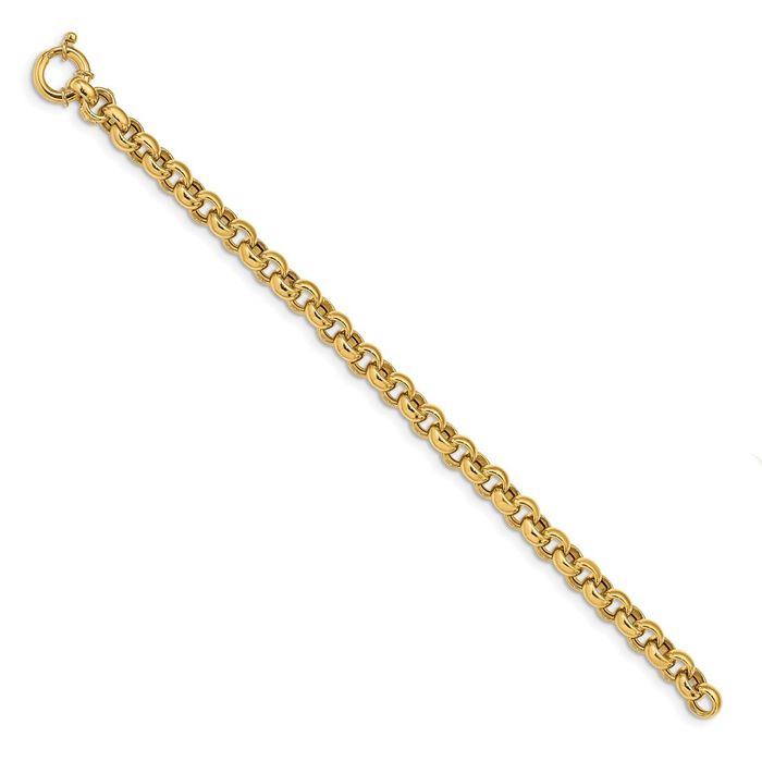 14K Solid Yellow Gold Cable Rolo Link Chain Bracelet