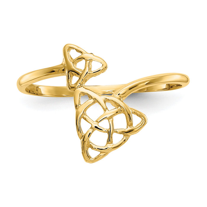 14K Solid Yellow Gold Heart Irish Claddagh Celtic Love Knot Ring Jewelry