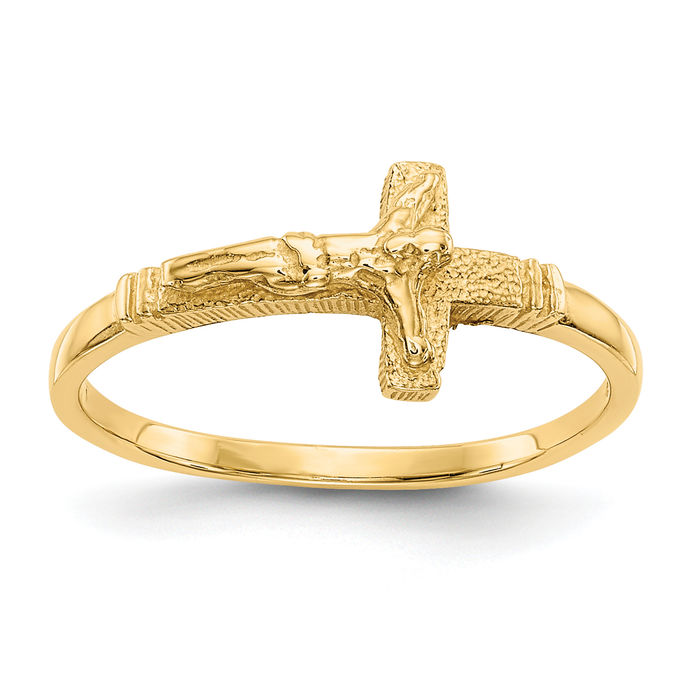 14 Karat massiver Gelbgold Jesus Kruzifix Kreuz Ring - Bild 9 von 48