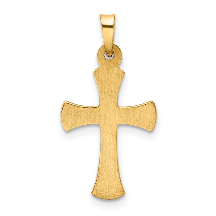 14K Solid Yellow Gold Latin Mexican Holy Cross Necklace Religious Chain Pendant Jesus Christ Charm