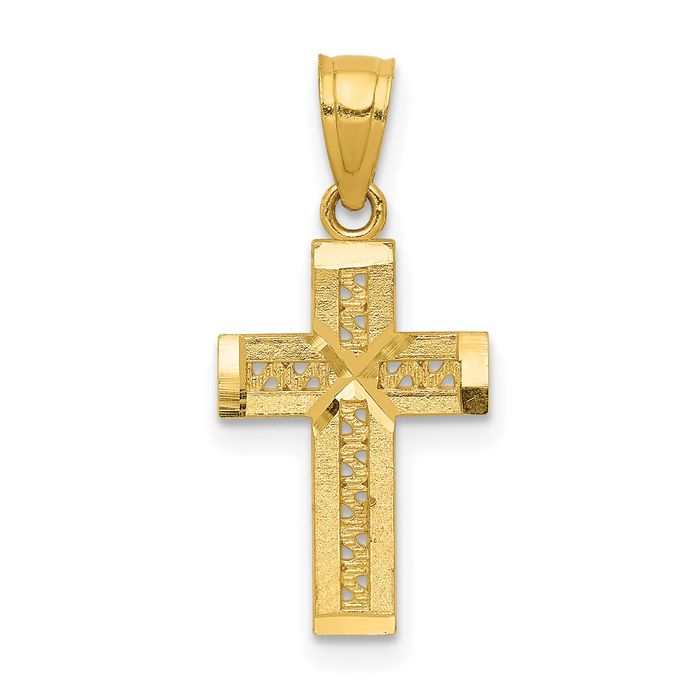 Collar Cruz Oro Amarillo Sólido 14K - Imagen 11 de 12