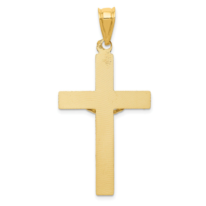 14K Solid Yellow Gold Lord Jesus Christ Crucifix Holy Cross Necklace Religious Chain Pendant Charm