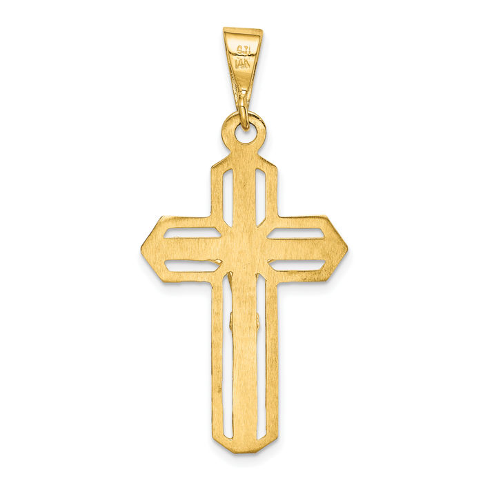 14K Solid Yellow Gold Lord Jesus Christ Crucifix Holy Cross Necklace Religious Chain Pendant Charm