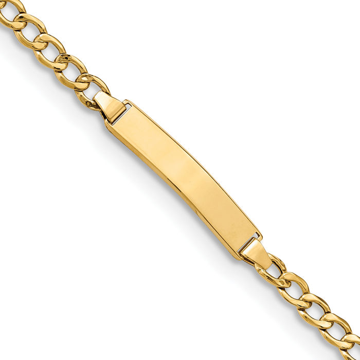 14K Solid Yellow Gold Cuban Link ID Bracelet - Picture 10 of 20