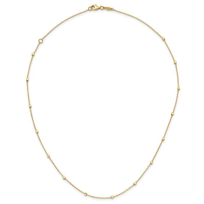 14K Solid Yellow Gold Cube Stations Chain Necklace