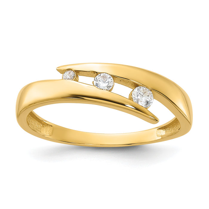 CZ 14K Yellow Gold Womens Ring purchases Thin Band