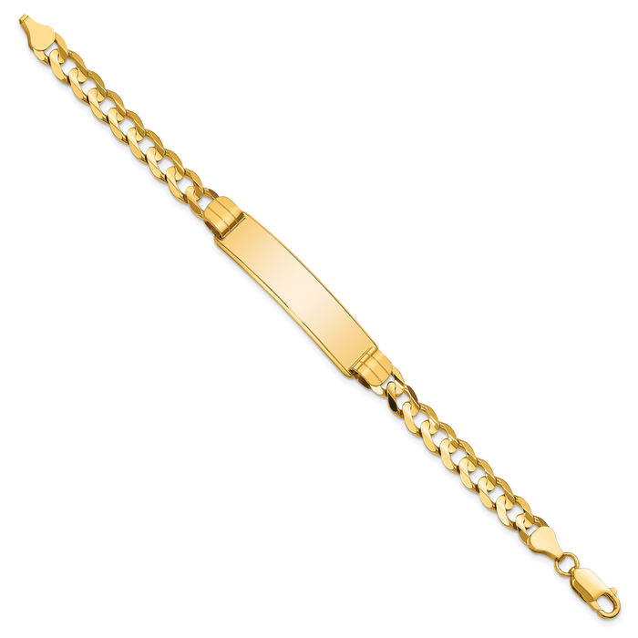 14K Solid Yellow Gold Curb Link Name Bar Identification ID Bracelet