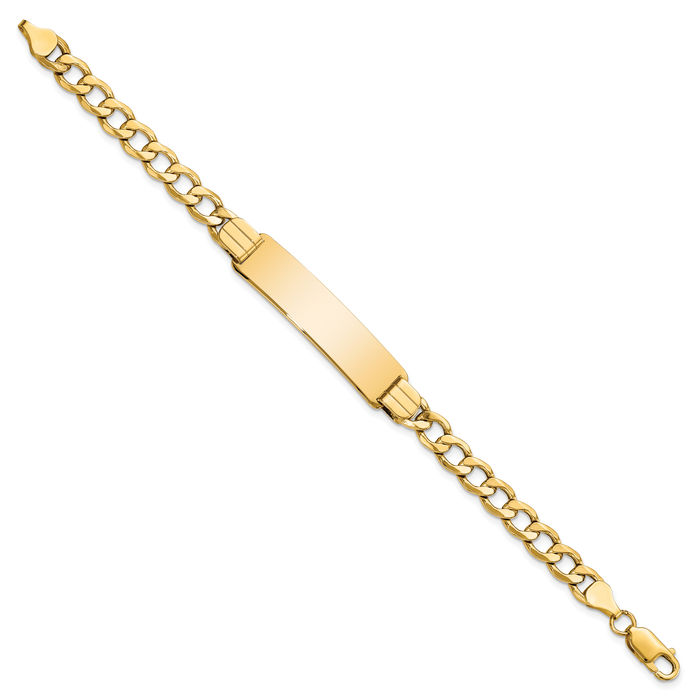 14K Solid Yellow Gold Curb Link Name Bar Identification ID Bracelet