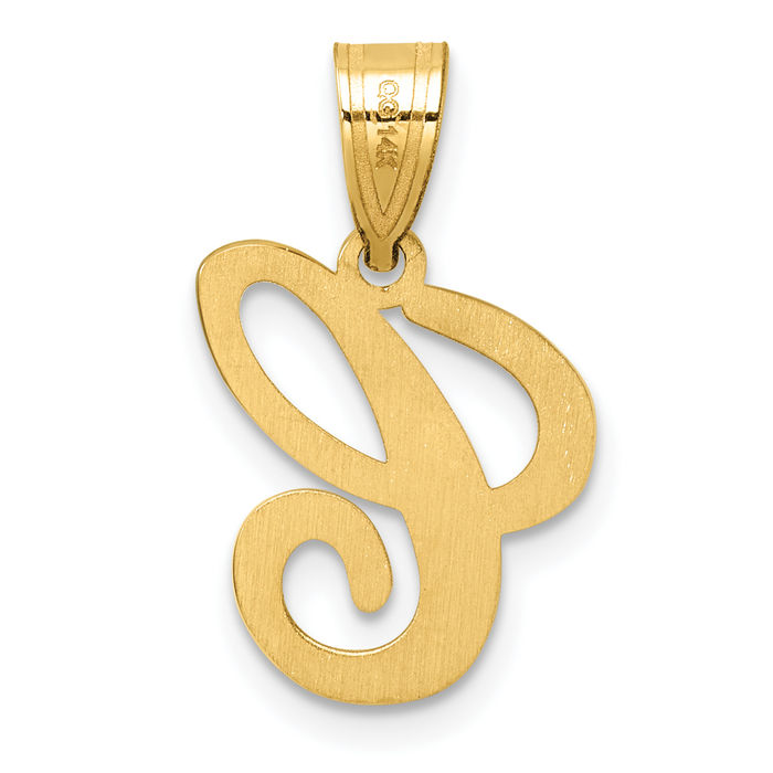 14K Solid Yellow Gold Dainty Letter C Initial Name Monogram Necklace Chain Pendant Charm