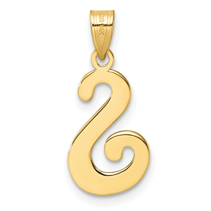 14K Solid Yellow Gold Dainty Letter S Initial Name Monogram Necklace Chain Pendant Charm