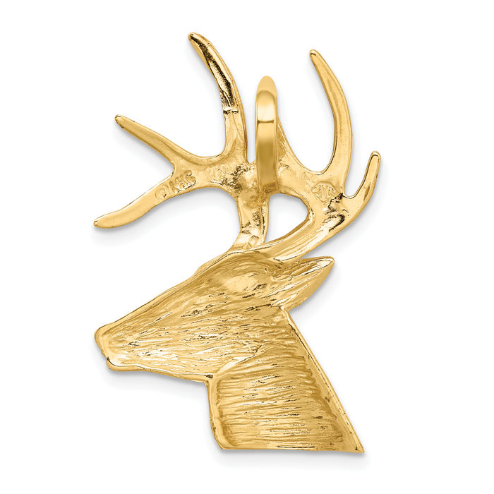 14K Solid Yellow Gold Deer Necklace Chain Pendant Charm