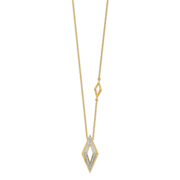 14K Solid Yellow Gold Diamond Geometric Necklace Chain