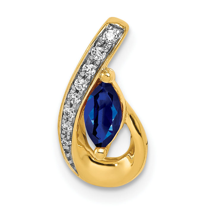 Collar Diamante Zafiro Azul Lágrima Oro Amarillo Sólido 14K - Imagen 11 de 12