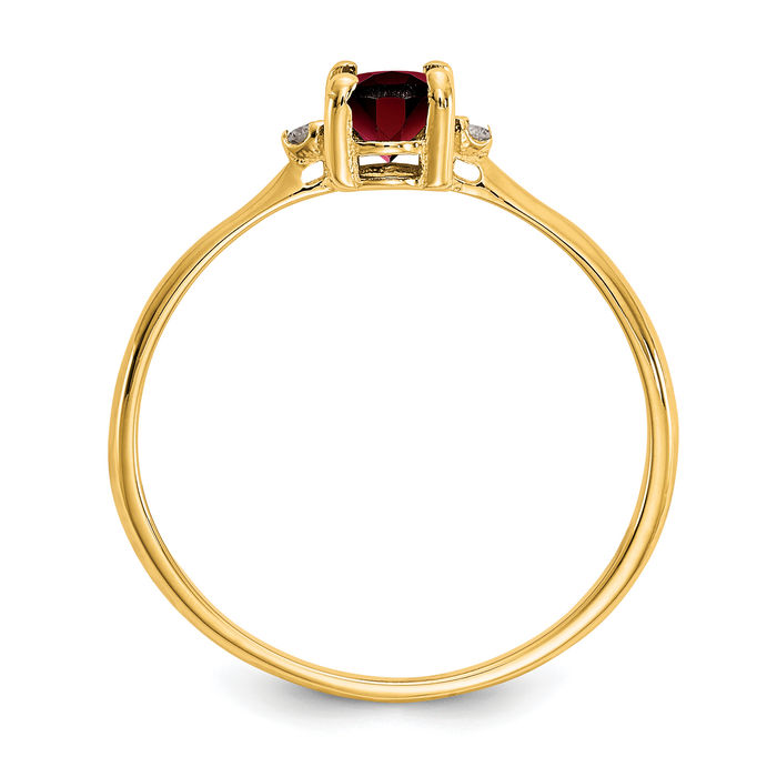 14K Solid Yellow Gold Diamond Garnet Ring - Picture 11 of 44