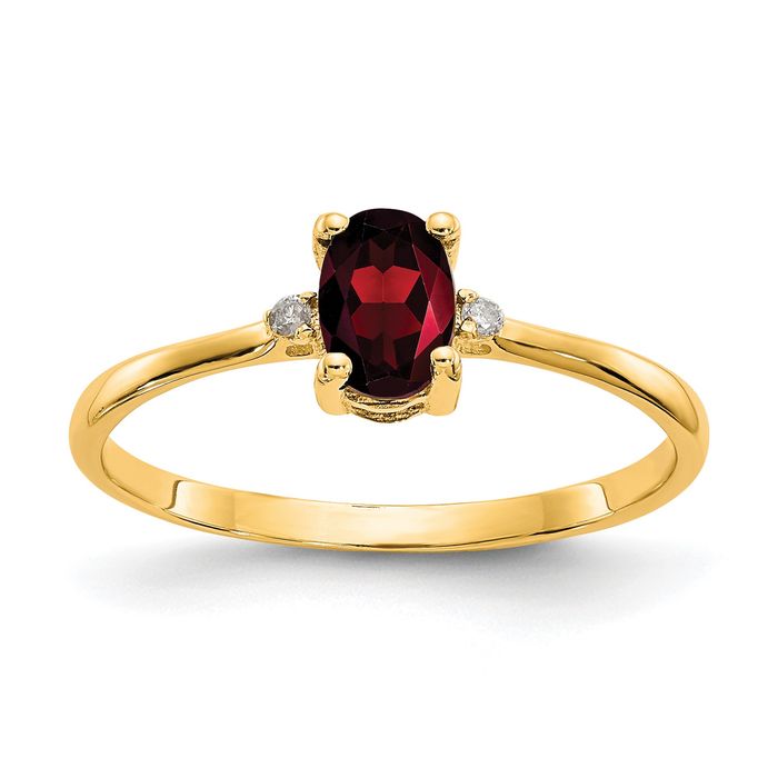14K Solid Yellow Gold Diamond Garnet Ring - Picture 9 of 44