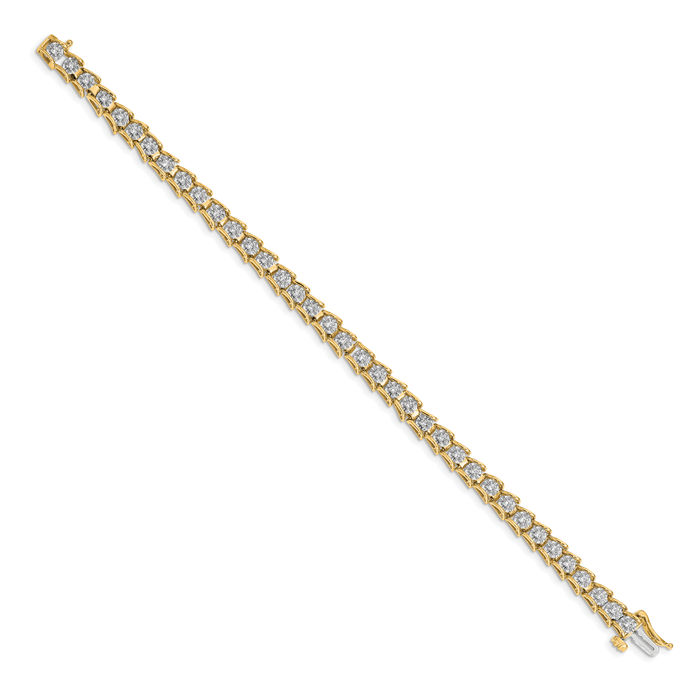 14K Solid Yellow Gold Diamond Tennis Bracelet