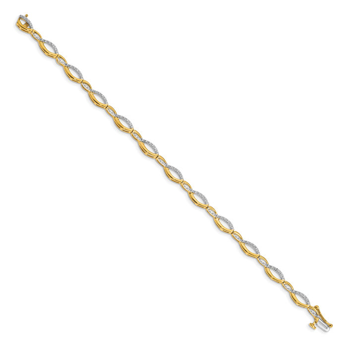 14K Solid Yellow Gold Diamond Tennis Bracelet