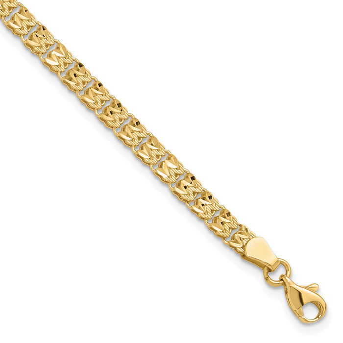 14K Solid Yellow Gold Link Chain Bracelet