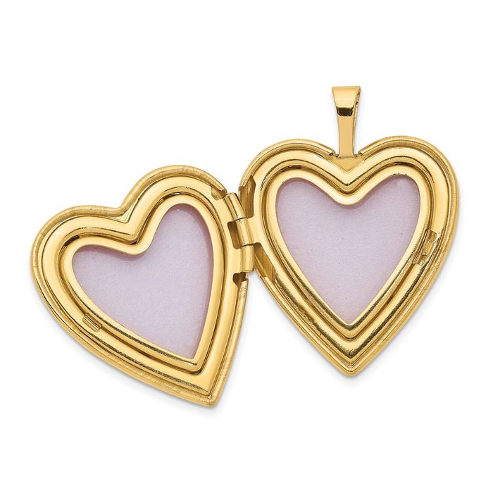 14K Solid Yellow Gold Diamond Heart Locket Necklace Chain Pendant Charm