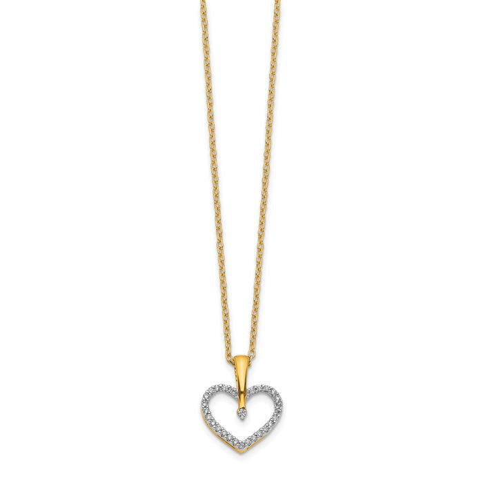 Diamond Heart Necklace in 14k Solid Gold - 14k Gold Heart Necklace - outlet 14k Gold Love Necklace - Fine Jewelry - Gift for Women