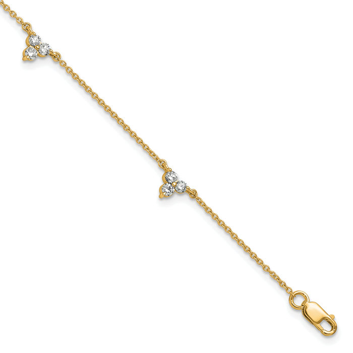 14K Solid Yellow Gold Diamond Multi Station Tennis Bracelet