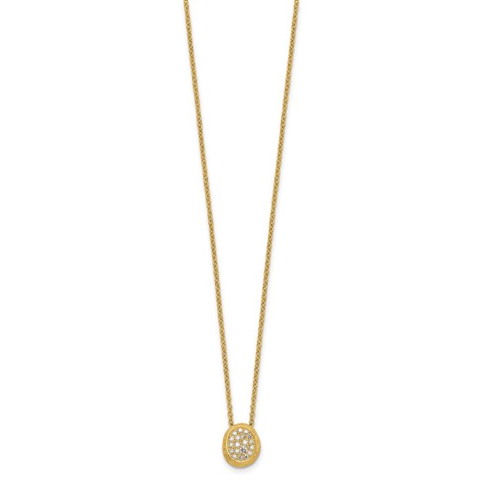 14K Solid Yellow Gold Diamond Oval Geometric Necklace Chain