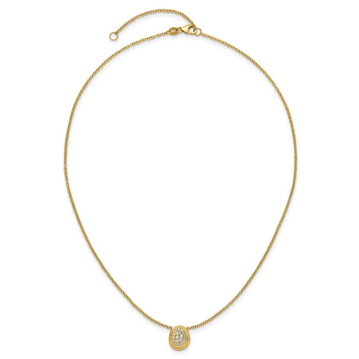 14K Solid Yellow Gold Diamond Oval Geometric Necklace Chain