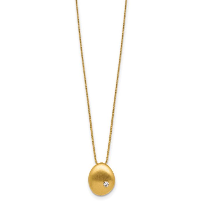 14K Solid Yellow Gold Diamond Pendant Geometric Necklace Chain