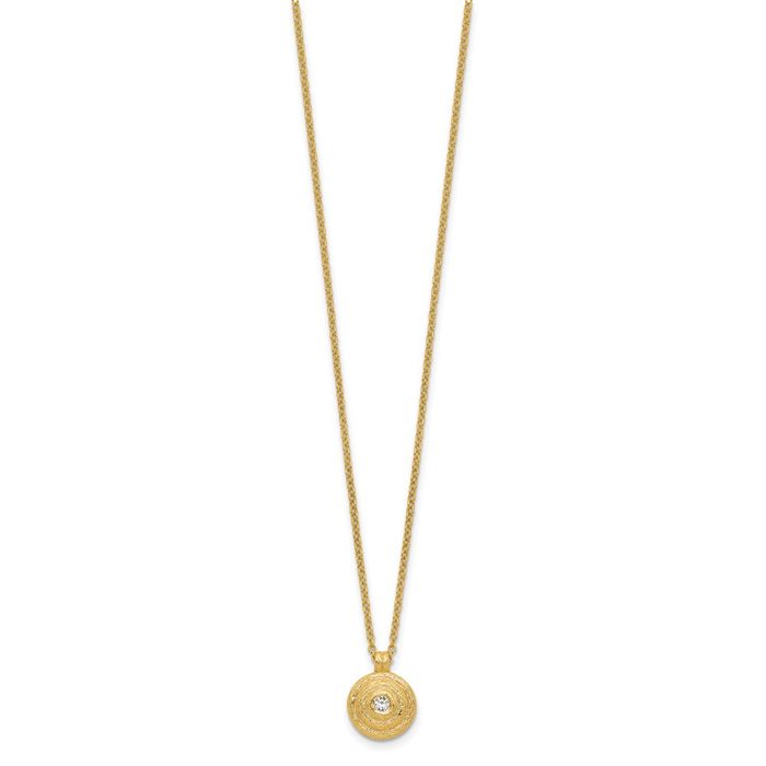 14K Solid Yellow Gold Diamond Round Geometric Necklace Chain