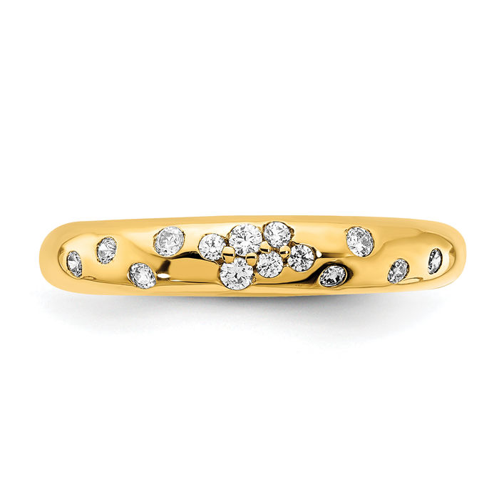 14K Solid Yellow Gold Diamond Sprinkle Wedding Band Ring Gemstone