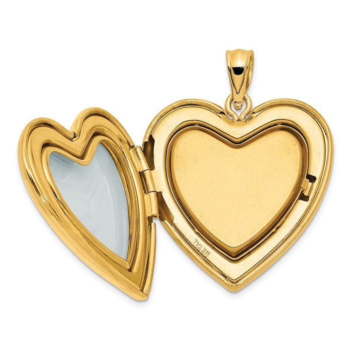 14K Solid Yellow Gold Diamond Star Ash Holder Heart Personalized Photo Locket Cremation Necklace Memorial Charm Urn Pendant