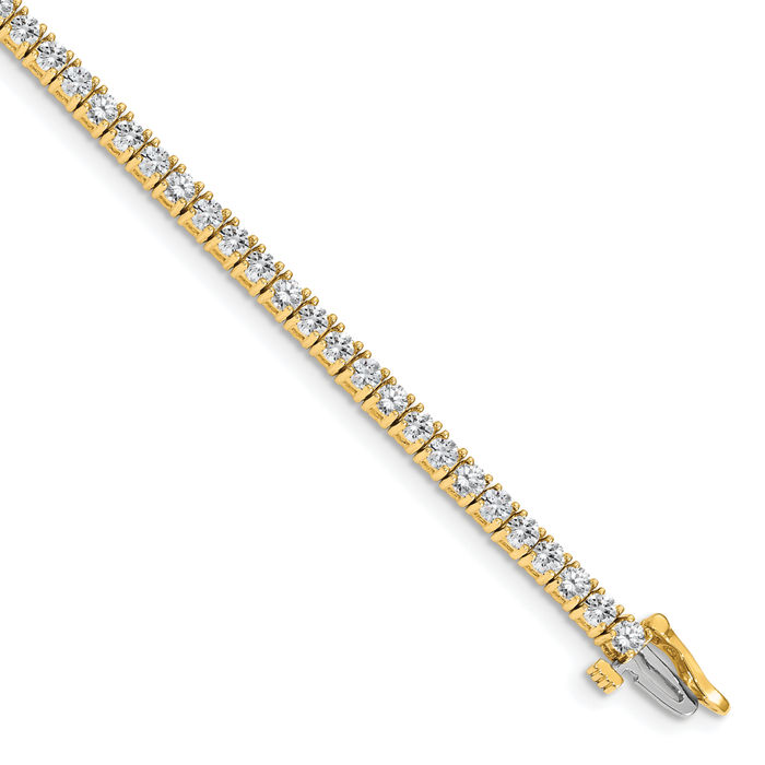 14K Solid Yellow Gold Diamond Tennis Bracelet