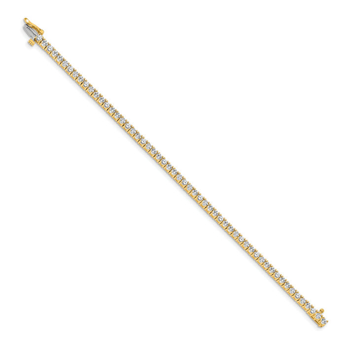 14K Solid Yellow Gold Diamond Tennis Bracelet