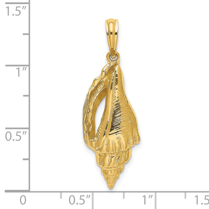 14K Solid Yellow Gold Shell Necklace Chain Pendant Charm