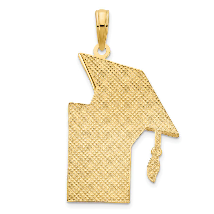 14K Solid Yellow Gold Graduation Cap Diploma Necklace Chain Pendant Charm