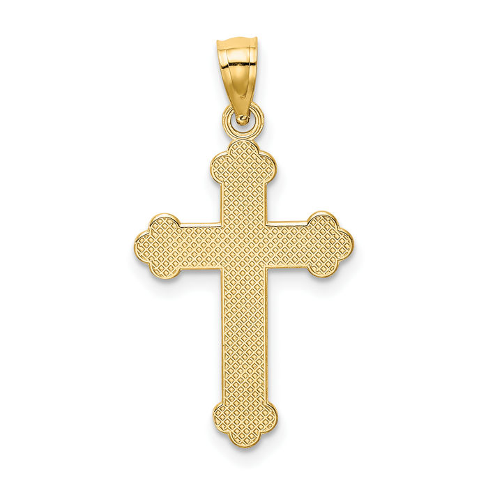 14K Solid Yellow Gold Faith Holy Cross Necklace Religious Chain Pendant Jesus Christ Charm