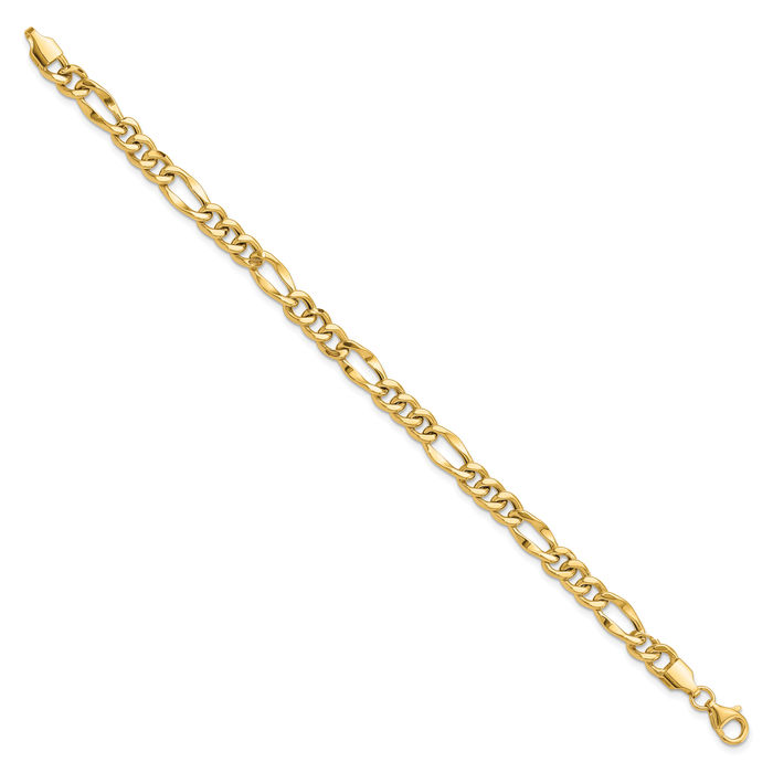 14K Solid Yellow Gold Figaro Link Chain Bracelet