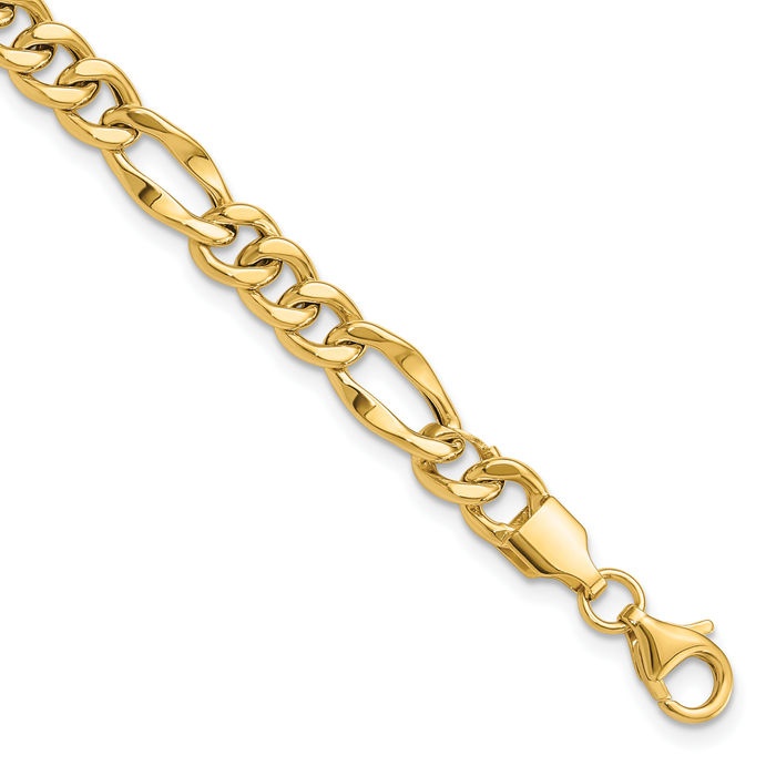 14K Solid Yellow Gold Figaro Link Chain Bracelet