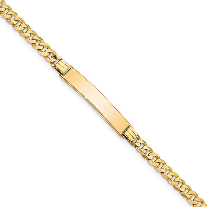 14K Solid Yellow Gold Curb Link ID Bracelet - Picture 9 of 17
