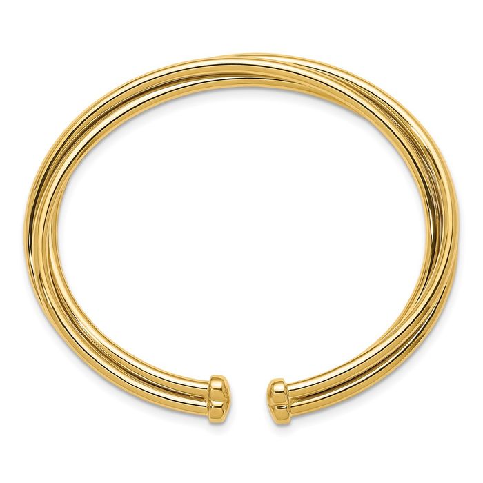 14K Solid Yellow Gold Flexible Cuff Bracelet