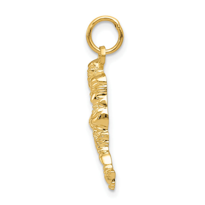 14K Solid Yellow Gold Football Player Necklace Charm Sports Pendant