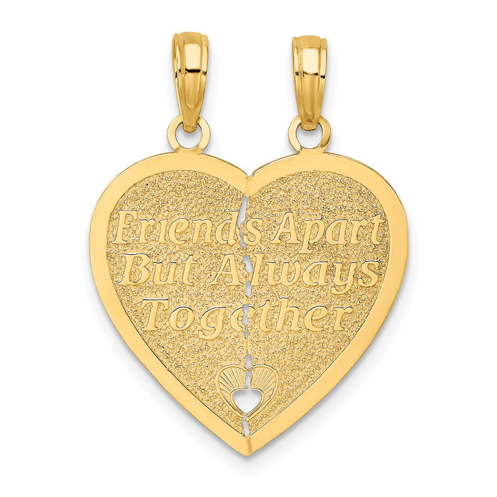 14K Solid Yellow Gold Forever Ever Break-apart Heart Necklace Love Pendant Charm