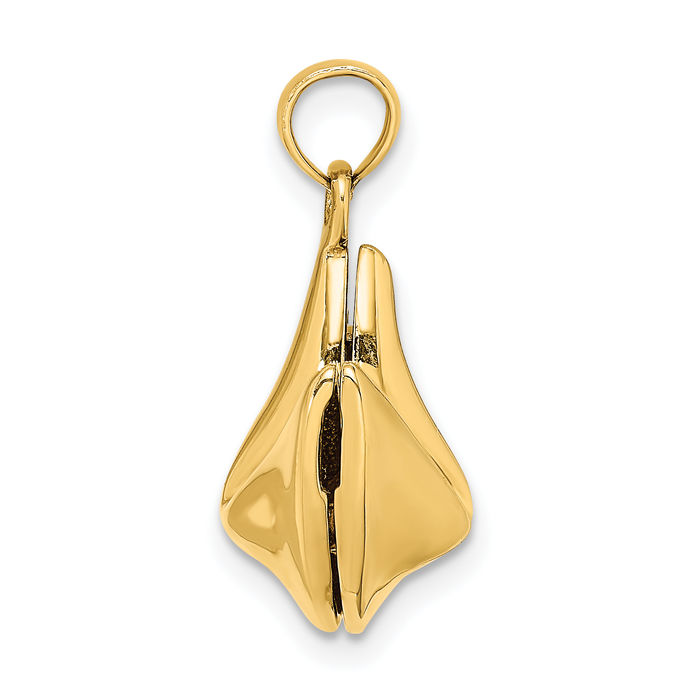 14K Solid Yellow Gold Fortune Cookie Necklace Chain Pendant Charm