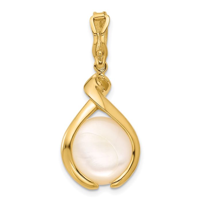 14K Solid Yellow Gold Freshwater Cultured Pearl Necklace Chain Pendant Charm