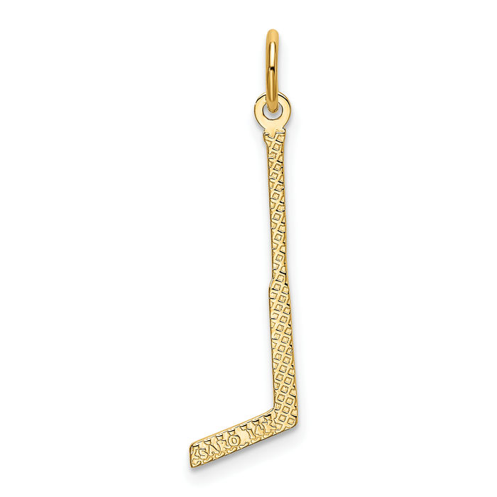 14K Solid Yellow Gold Goalie Stick Necklace Hockey Charm Sports Pendant