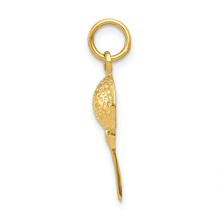 14K Solid Yellow Gold Golf Ball Necklace Charm Sports Pendant