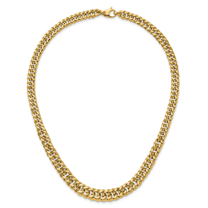 14K Solid Yellow Gold Graduated Curb Link Chain Necklace