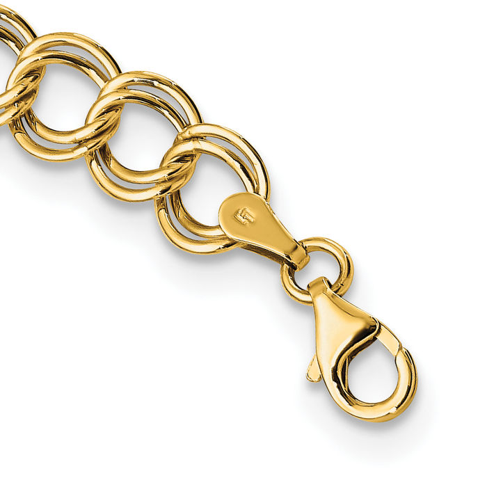 14K Solid Yellow Gold Graduated Double Link Chain Necklace