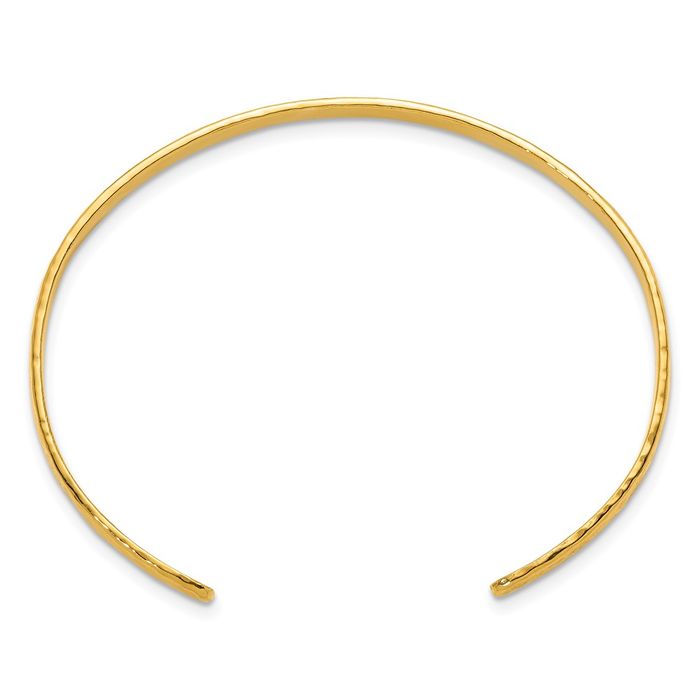14K Solid Yellow Gold Hammered 4.5mm Cuff Bracelet