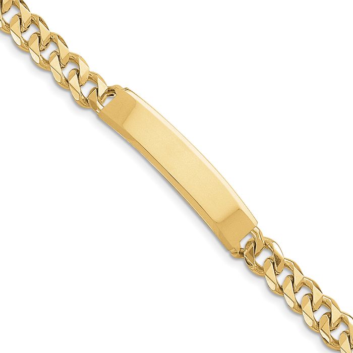 14K Solid Curb Link Name Bar Identification ID Bracelet